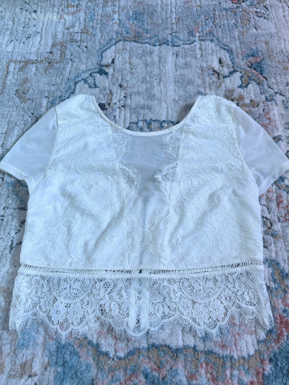 3/$25 Lace Hem Short Sleeve Crop Top